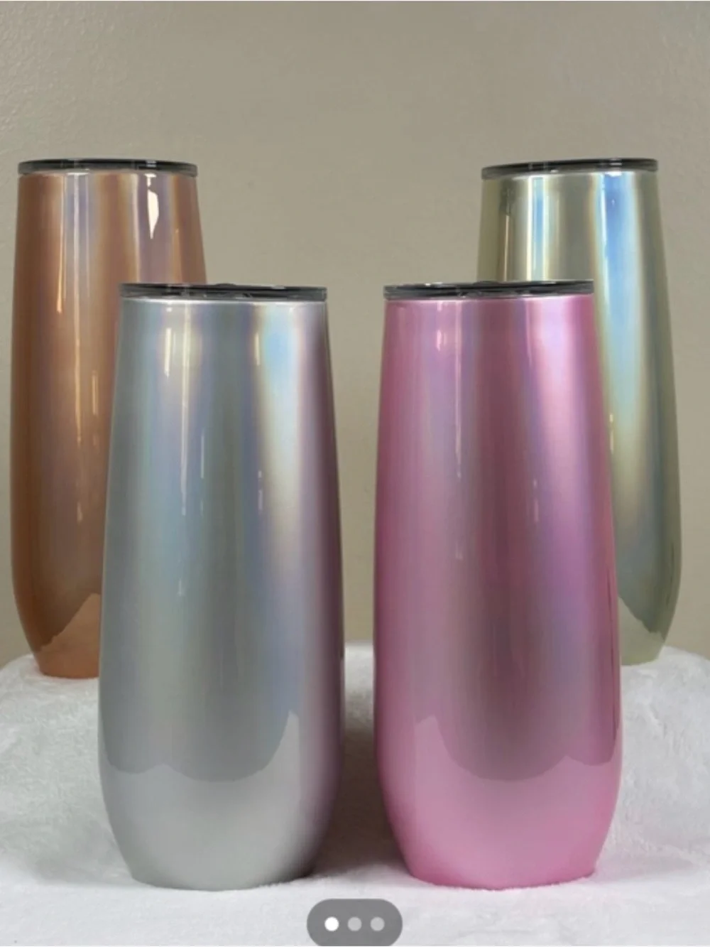 Set of 4 Iridescent 16oz Stainless Steel Wine Tumblers - Home Accents - NWOT